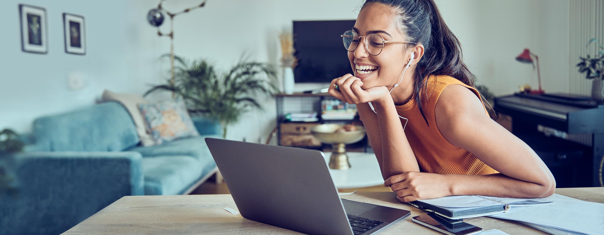 Woman working from home